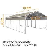Carport 6.2 x 10.6 x 4.3 m Vehicle Shelter