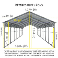 Carport 6.2 x 10.6 x 4.3 m Vehicle Shelter