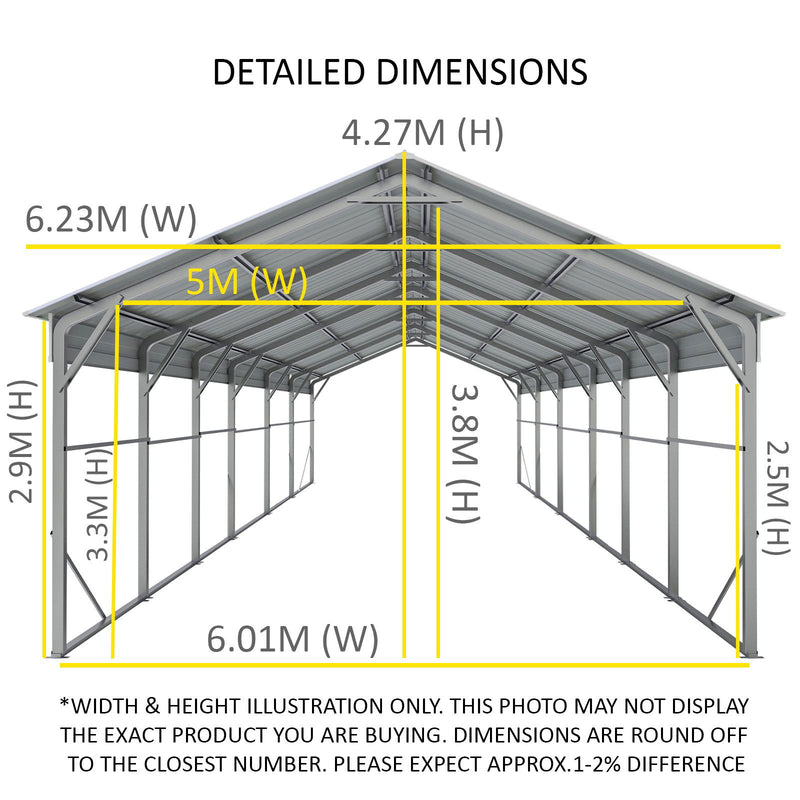 Carport 6.2 x 10.6 x 4.3 m Vehicle Shelter