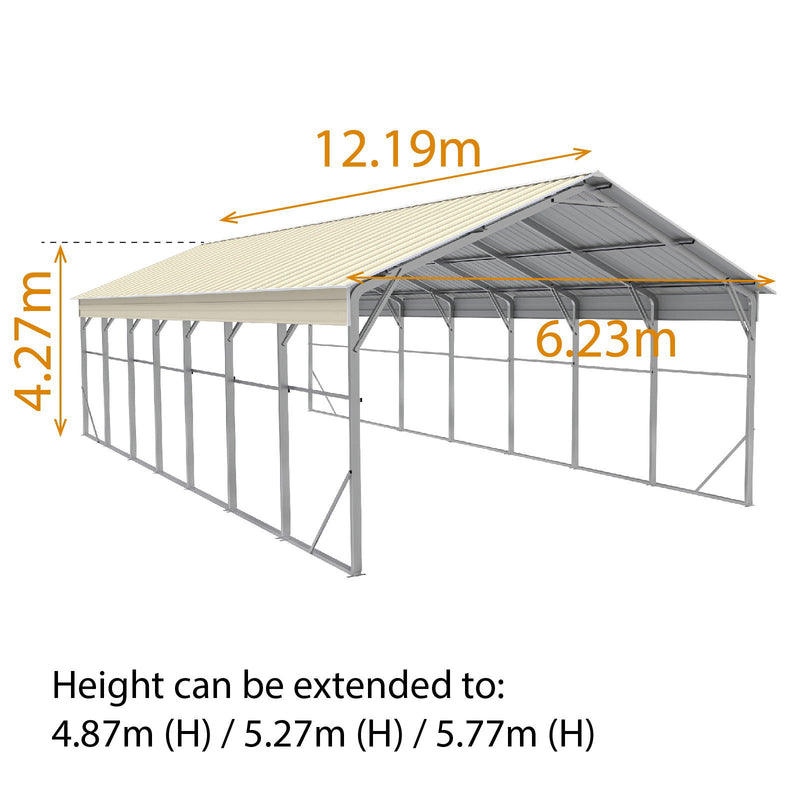 Carport 6.23 x 12.19 x 4.27 m Vehicle Shelter