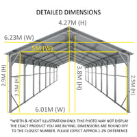 Carport 6.23 x 12.19 x 4.27 m Vehicle Shelter