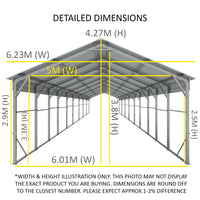 Carport 6.23 x 15.24m x 4.27m Vehicle Shelter