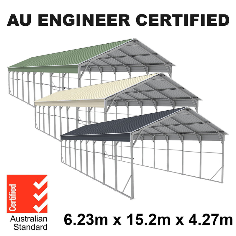 Carport 6.23 x 15.24m x 4.27m Vehicle Shelter