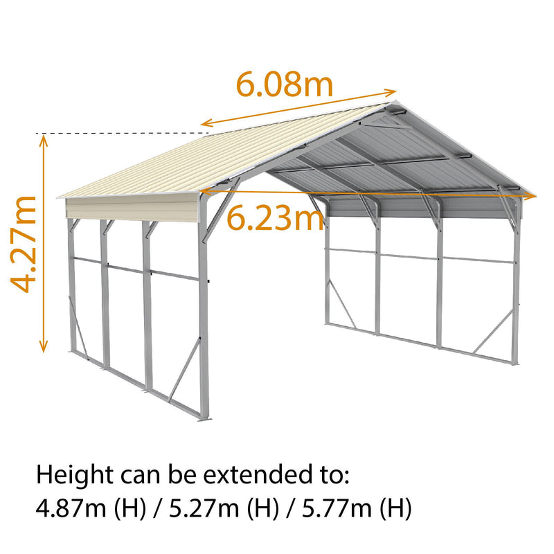 Carport 6.23m x 6.08m x 4.27m (Gable) Backyard Boat Portable Vehicle Shelter