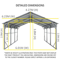 Carport 6.23m x 6.08m x 4.27m (Gable) Backyard Boat Portable Vehicle Shelter