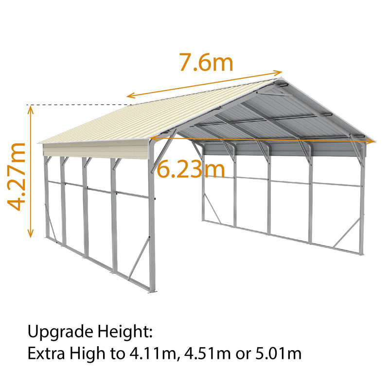 Carport 6.23 x 7.6 x 4.27m Backyard Boat Portable Vehicle Shelter