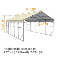 Carport 6.23m x 9.12m x 4.27m Vehicle Shelter