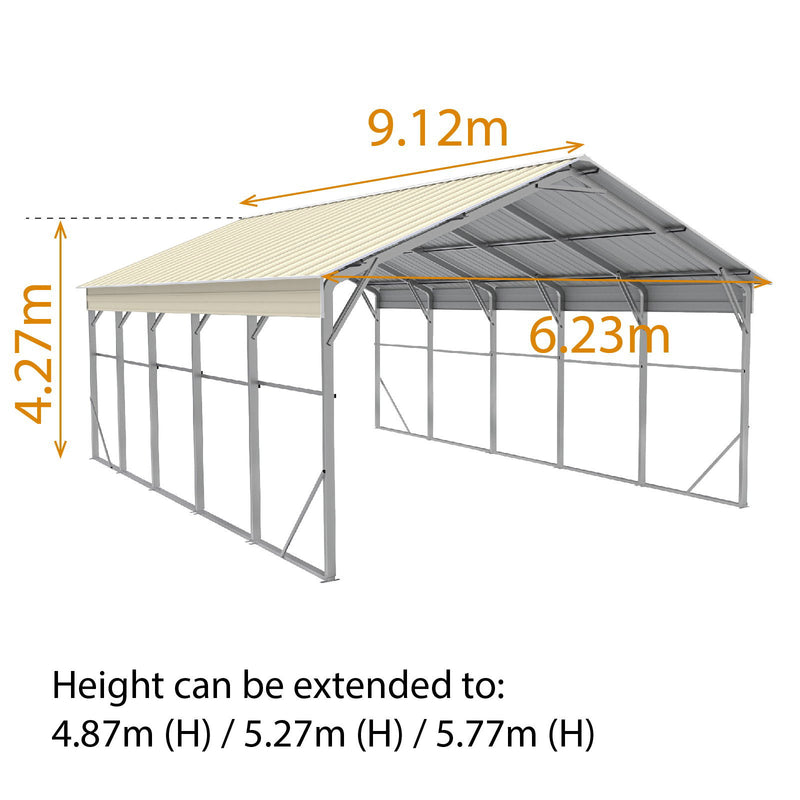 Carport 6.23m x 9.12m x 4.27m Vehicle Shelter