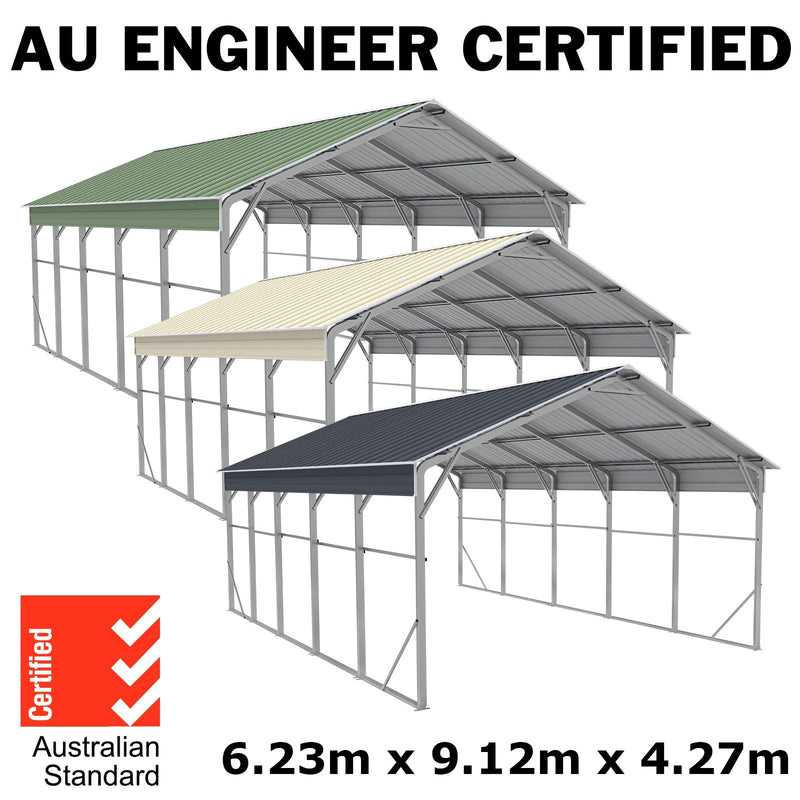 Carport 6.23m x 9.12m x 4.27m Vehicle Shelter