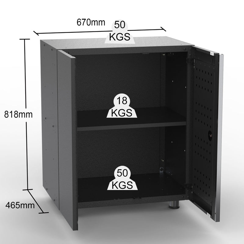 UltraTools 3380mm x 500mm x 1870mm Black Workshop Garage Storage Cabinet Set