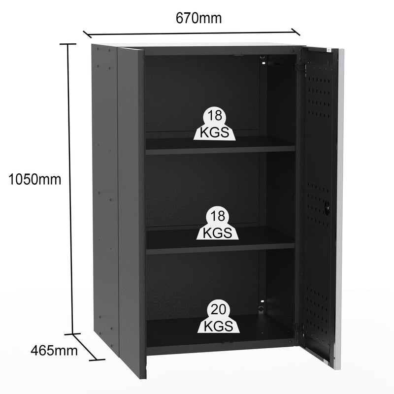UltraTools 2704mm x 500mm x 1870mm Black Workshop Garage Storage Cabinet Set