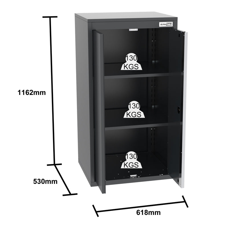 UltraTools 3100mm x 580mm x 2020mm Black Semi-Industrial Workshop Garage Storage Cabinet Set