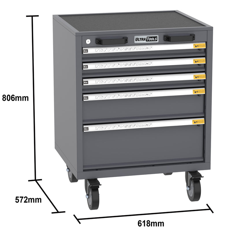 UltraTools 618mm x 572mm x 806mm Heavy-Duty Modular 5-Drawer Roller Cabinet
