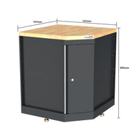 UltraTools 2610/3240mm x 580mm x 2020mm Black Semi-Industrial Workshop Garage Storage Corner Cabinet Set