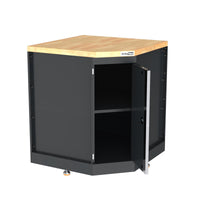 UltraTools 2610/3240mm x 580mm x 2020mm Black Semi-Industrial Workshop Garage Storage Corner Cabinet Set
