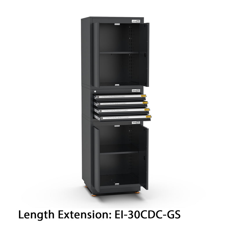 UltraTools 2610/3240mm x 580mm x 2020mm Black Semi-Industrial Workshop Garage Storage Corner Cabinet Set