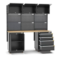 Semi-Industrial Black Workshop Garage Storage Cabinet Set UltraTools 1854mm x 580mm x 2020mm