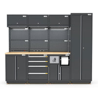 UltraTools 2475mm x 580mm x 2020mm Black Semi-Industrial Workshop Garage Storage Cabinet Set