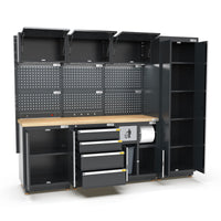 UltraTools 2475mm x 580mm x 2020mm Black Semi-Industrial Workshop Garage Storage Cabinet Set