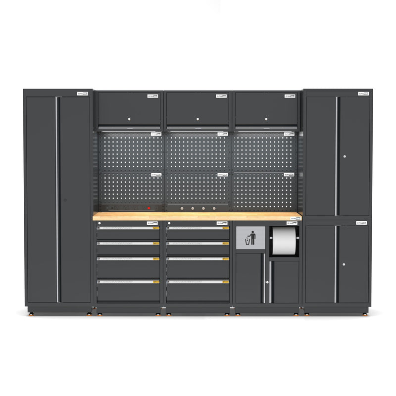 UltraTools 3100mm x 580mm x 2020mm Black Semi-Industrial Workshop Garage Storage Cabinet Set