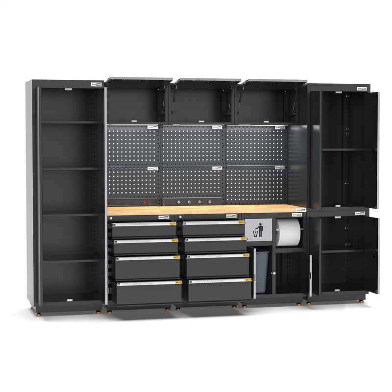 UltraTools 3100mm x 580mm x 2020mm Black Semi-Industrial Workshop Garage Storage Cabinet Set