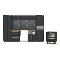 UltraTools 3100mm x 580mm x 2020mm Black Semi-Industrial Workshop Garage Storage Cabinet Set
