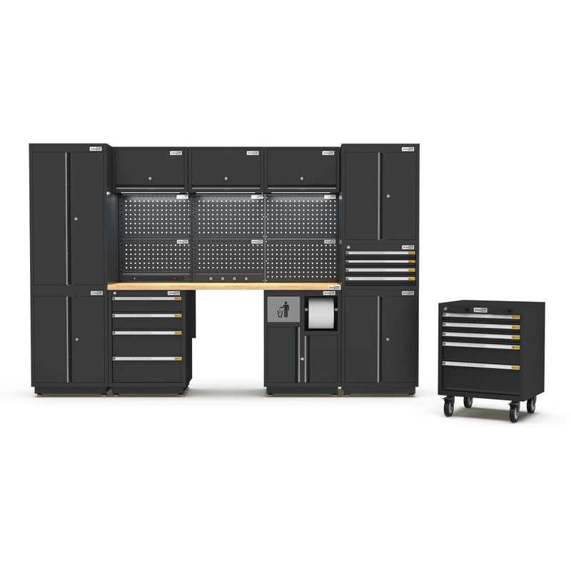 UltraTools 3100mm x 580mm x 2020mm Black Semi-Industrial Workshop Garage Storage Cabinet Set