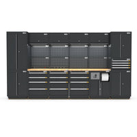 UltraTools 3718mm x 580mm x 2020mm Black Semi-Industrial Workshop Garage Storage System