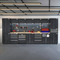 UltraTools 4350mm x 580mm x 2020mm Black Semi-Industrial Workshop Garage Storage Cabinet Set
