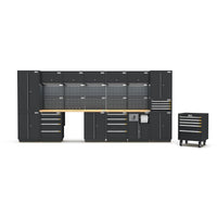 UltraTools 4350mm x 580mm x 2020mm Black Semi-Industrial Workshop Garage Storage Cabinet Set