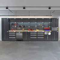 UltraTools 4960mm x 580mm x 2020mm Black Semi-Industrial Workshop Garage Storage Cabinet Set