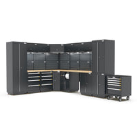 UltraTools 2610/3240mm x 580mm x 2020mm Black Semi-Industrial Workshop Garage Storage Corner Cabinet Set