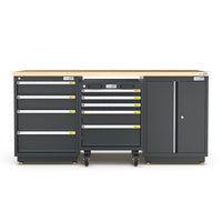 UltraTools 1860mm x 530mm x 893mm Semi-Industrial Black Workshop Garage Storage Cabinet Workbench