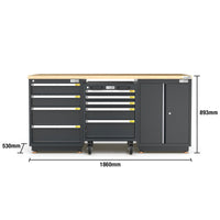 UltraTools 1860mm x 530mm x 893mm Semi-Industrial Black Workshop Garage Storage Cabinet Workbench