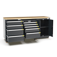 UltraTools 1860mm x 530mm x 893mm Semi-Industrial Black Workshop Garage Storage Cabinet Workbench