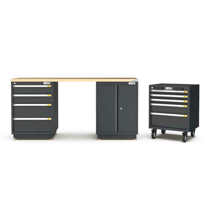 UltraTools 1860mm x 530mm x 893mm Semi-Industrial Black Workshop Garage Storage Cabinet Workbench