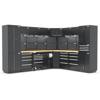 UltraTools 2610/3240mm x 580mm x 2020mm Black Semi-Industrial Workshop Garage Storage Corner Cabinet Set