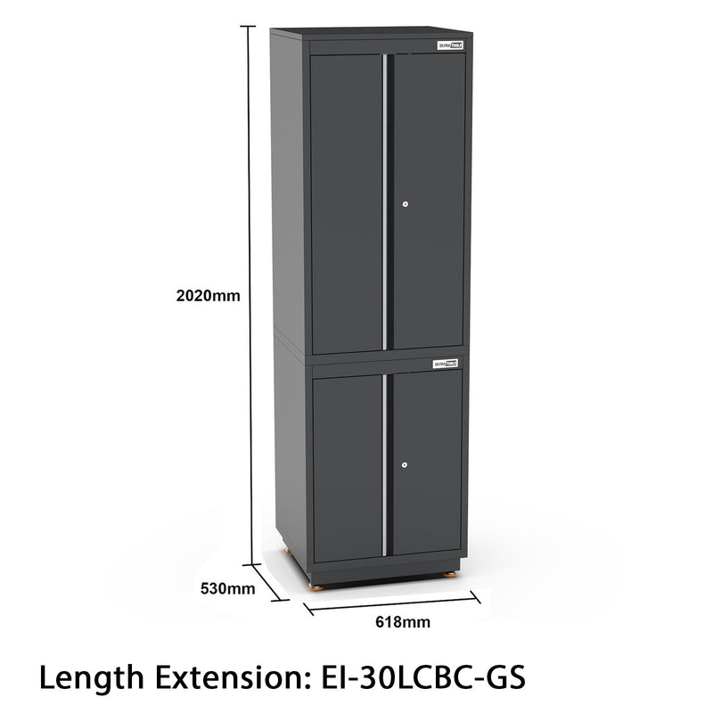 UltraTools 3100mm x 580mm x 2020mm Black Semi-Industrial Workshop Garage Storage Cabinet Set