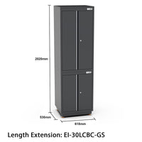 UltraTools 2610/3240mm x 580mm x 2020mm Black Semi-Industrial Workshop Garage Storage Corner Cabinet Set