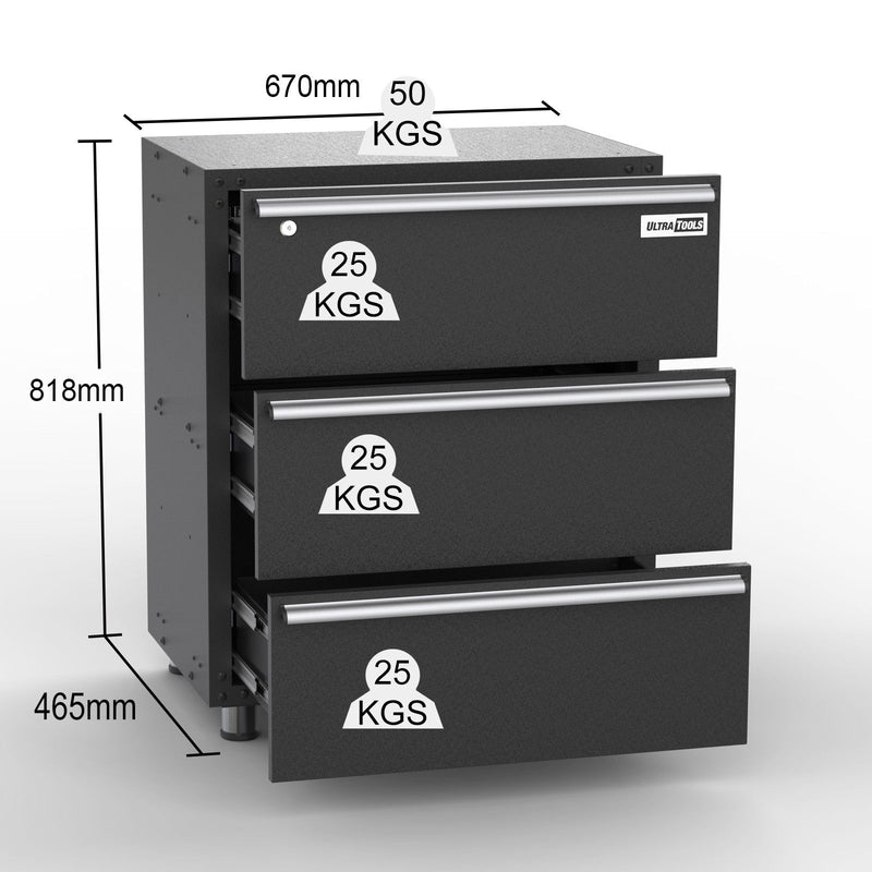 UltraTools 2030mm x 480mm x 848mm Black Workshop Garage Storage Workbench