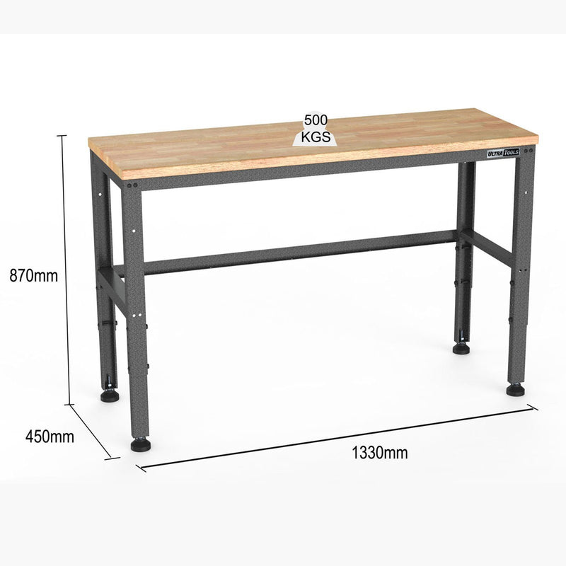 UltraTools 1330mm x 450mm x 845mm Black Workshop Garage Workbench