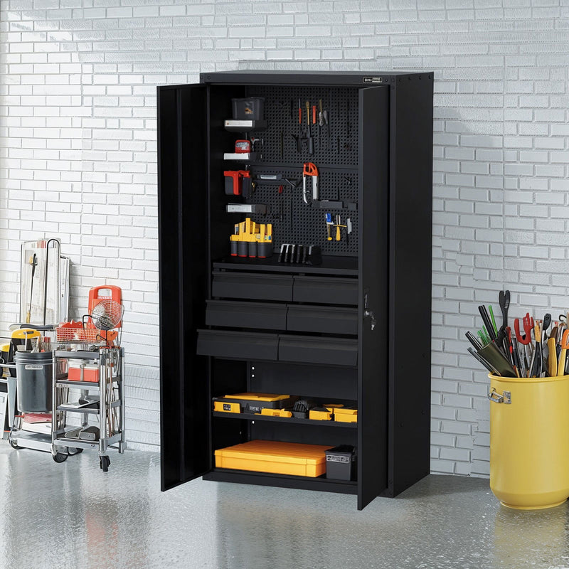 UltraTools Economy Extra Tall Steel Garage Cabinet 900mm x 500mm x 2025mm with built-in Pegboard and 6 Drawers