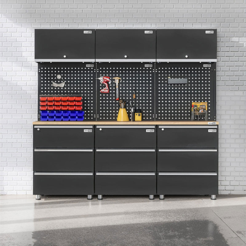 UltraTools 2030mm x 480mm x 1870mm Black Workshop Garage Storage Cabinet Set