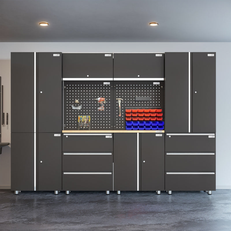 UltraTools 2704mm x 500mm x 1870mm Black Workshop Garage Storage Cabinet Set