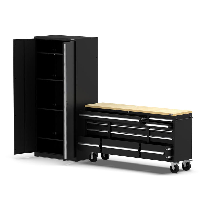 UltraTools Economy 72" 12 Drawer Mobile Workbench Tools Trolley Roller Cabinet + 1 Standing Cabinet with built-in Pegboard