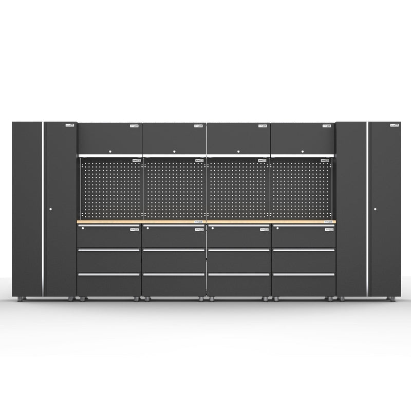 UltraTools 4056mm x 500mm x 1870mm Black Workshop Garage Storage Cabinet Set