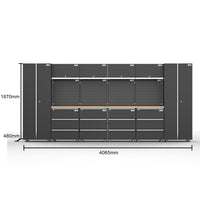 UltraTools 4056mm x 500mm x 1870mm Black Workshop Garage Storage Cabinet Set