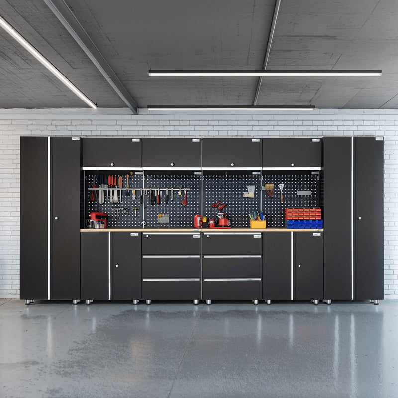 Workshop Garage Storage Cabinet & Workbench Set - UltraTools 4056mm x 500mm x 1870mm Black