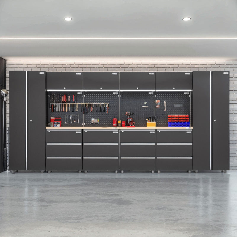 UltraTools 4056mm x 500mm x 1870mm Black Workshop Garage Storage Cabinet Set