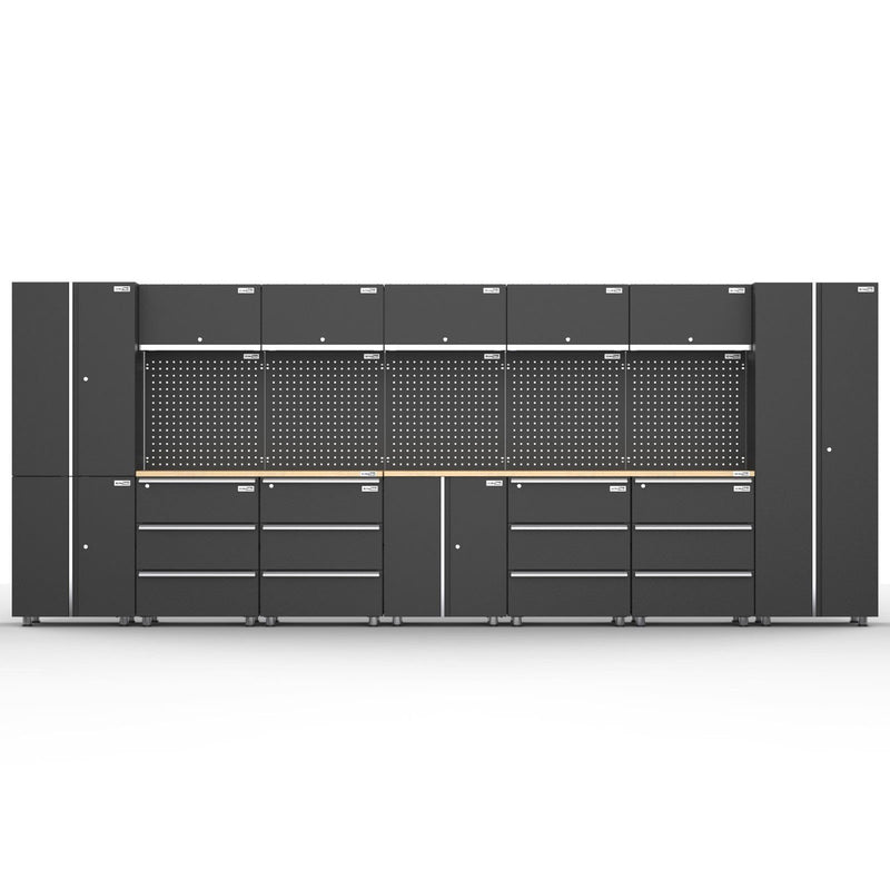 UltraTools 4740mm x 500mm x 1870mm Black Workshop Garage Storage Cabinet Set